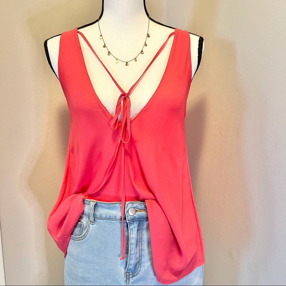 Red Tie front sleeveless top